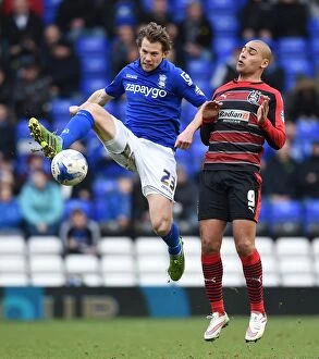 Images Dated 14th March 2015: Spector Outmuscles Vaughan: Birmingham City vs Huddersfield Town Championship Showdown