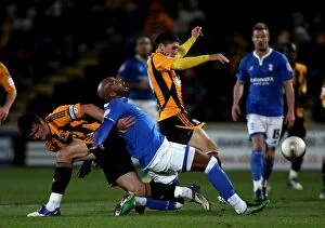 Images Dated 7th December 2011: Tense Encounter: Marlon King vs Jack Hobbs in Birmingham City's Npower Championship Clash at Hull
