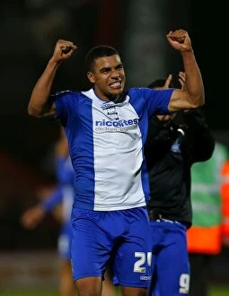 Sky Bet Championship : AFC Bournemouth v Birmingham City : Goldsands Stadium : 14-12-2013 Collection: Tom Adeyemi's Euphoric Salute to Birmingham City Fans After AFC Bournemouth Victory