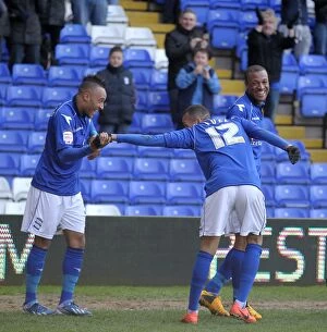 Birmingham City v Millwall : St. Andrew's : 06-04-2013 Collection: Triumphant Threesome: Nathan Redmond, Ravel Morrison, and Wes Thomas Celebrate Birmingham City's